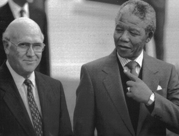 1990: con l'allora  presidente del Sudafrica Frederik Willem de Klerk. Ap